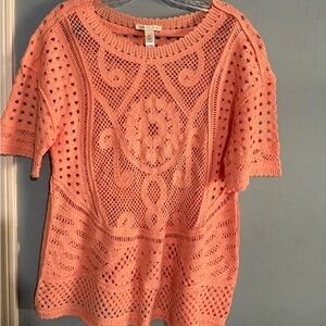 Cato Coral Crochet Knit Top